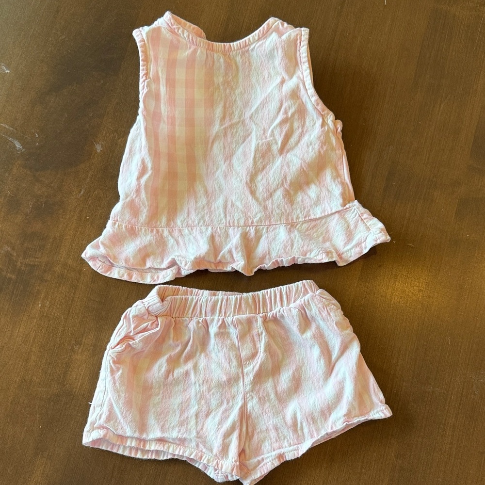 Pink Sleeveless Top and Shorts Set